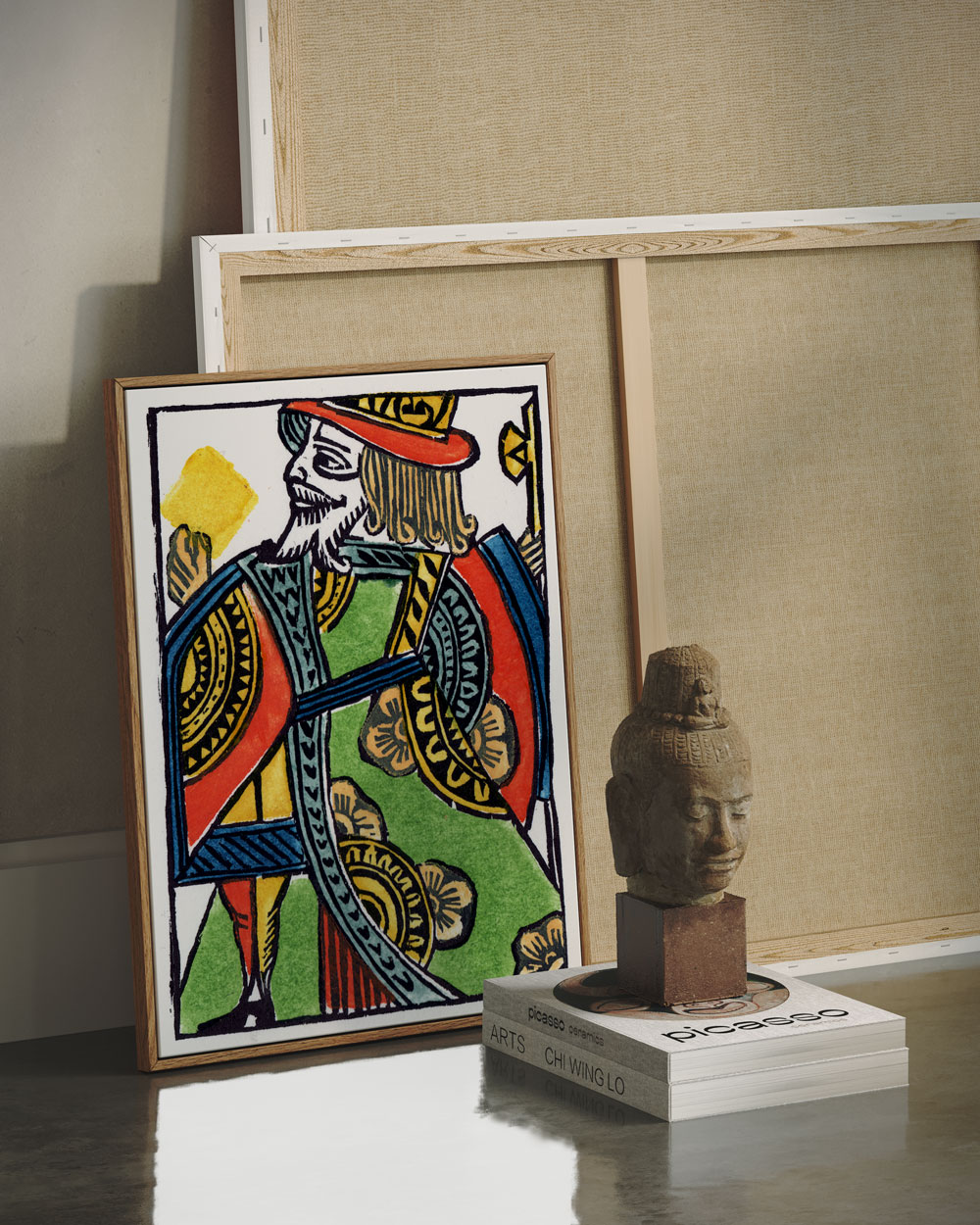 Woodblock and Stencil King of Diamonds — Handmade woodblock and stencil