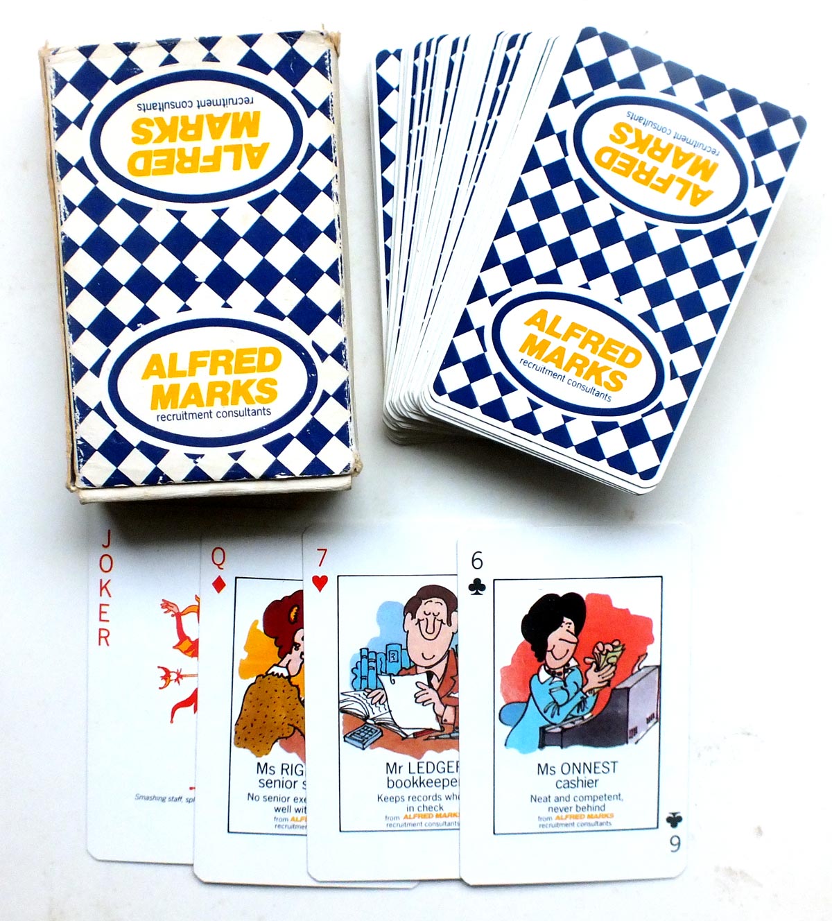 Alfred Marks Recruitment Consultants publicity playing cards, mid-1980s Alfred Marks Recruitment Consultants publicity playing cards, mid-1980s