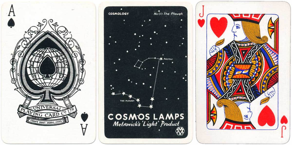 advertising deck for Cosmos Lamps by Universal Playing Card Co (Alf Cooke), c.1939