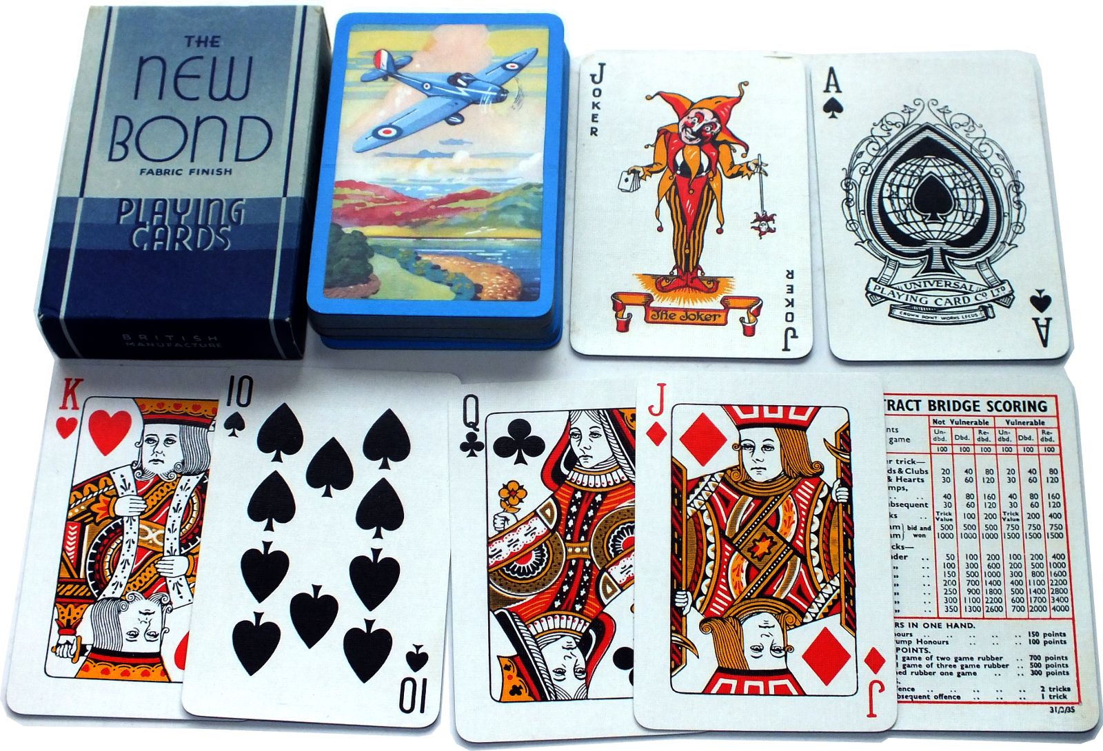 The New Bond Fabric Finish Playing Cards, made by the Universal Playing Card Co. Ltd. 