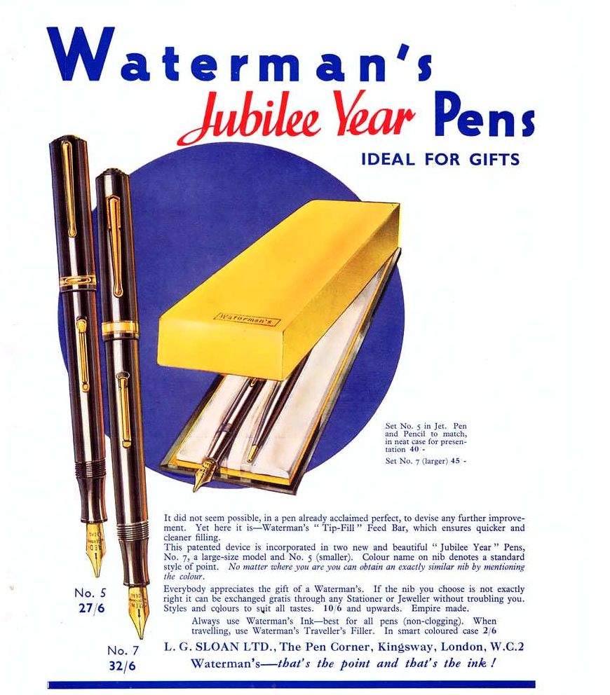 L. G. Sloan Advertisement for Waterman's Pens, 1934