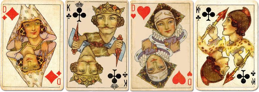 Warburg's Luxus Bridgekort designed by Barbara MacDonald and printed by Universal Playing Card Co. Ltd in c.1930 Warburg's Luxus Bridgekort designed by Barbara MacDonald and printed by Universal Playing Card Co. Ltd in c.1930.