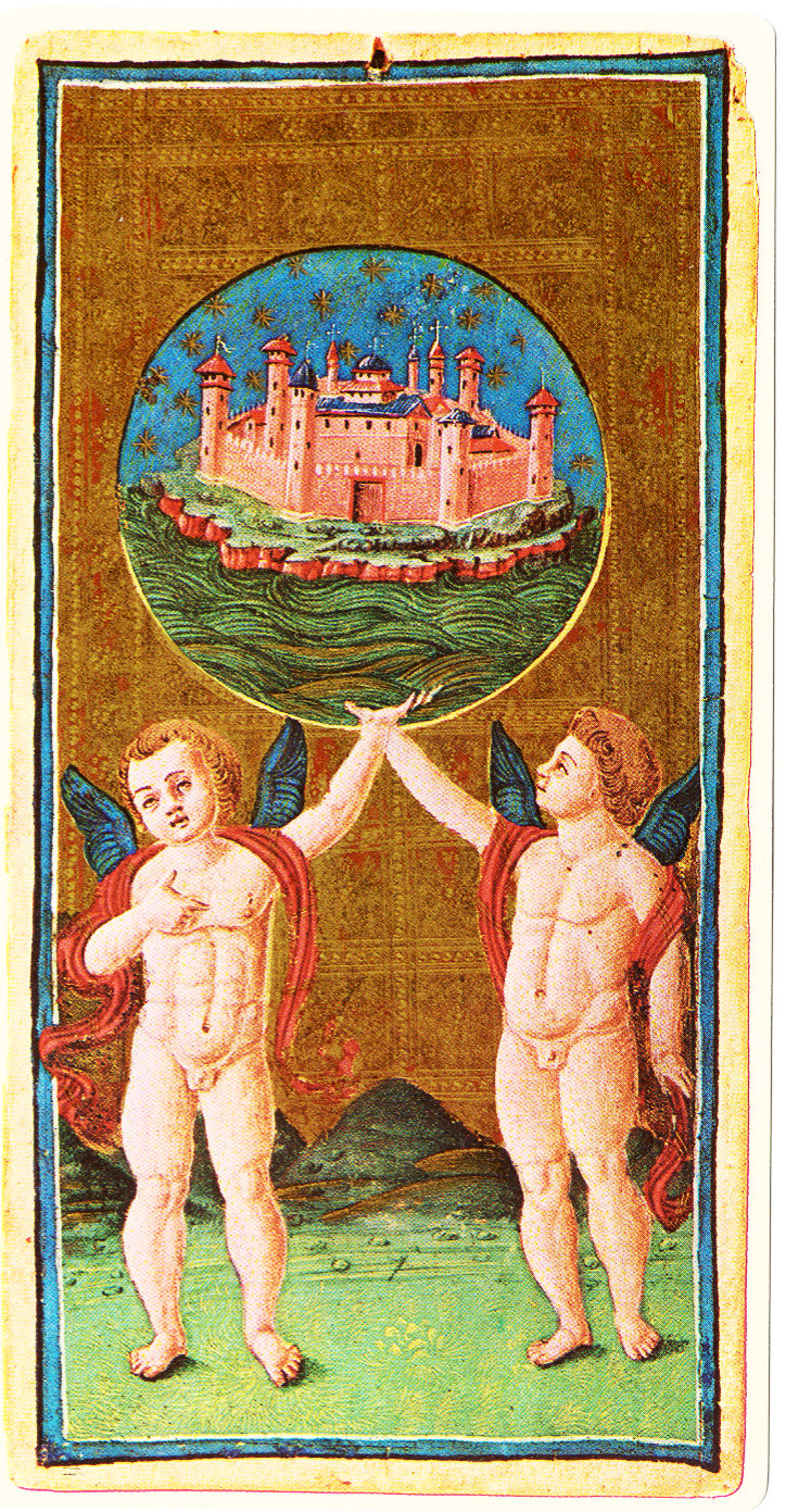 XV century hand painted card - The World