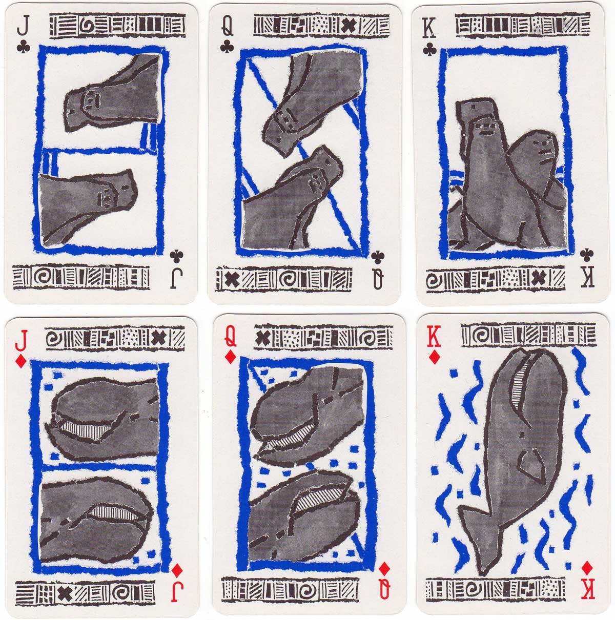 Campaign deck for Greenpeace with naive drawings of penguins, seals, whales and dolphins, c.2018 Campaign deck for Greenpeace with naive drawings of penguins, seals, whales and dolphins, c.2018