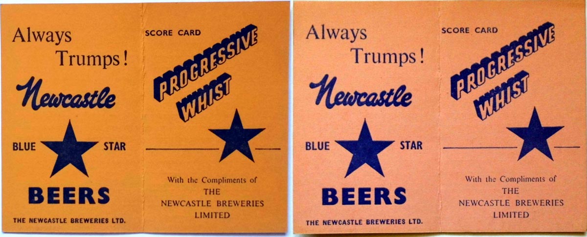 Newcastle Brewery Whist score cards Newcastle Brewery Whist score cards