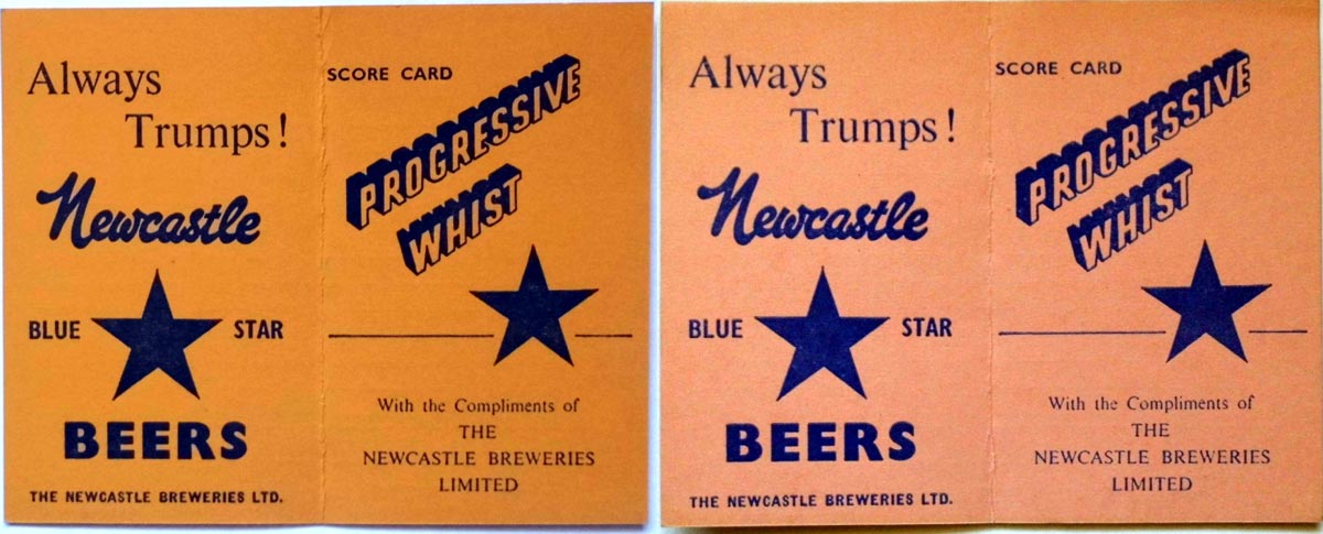 Newcastle Brewery Whist score cards