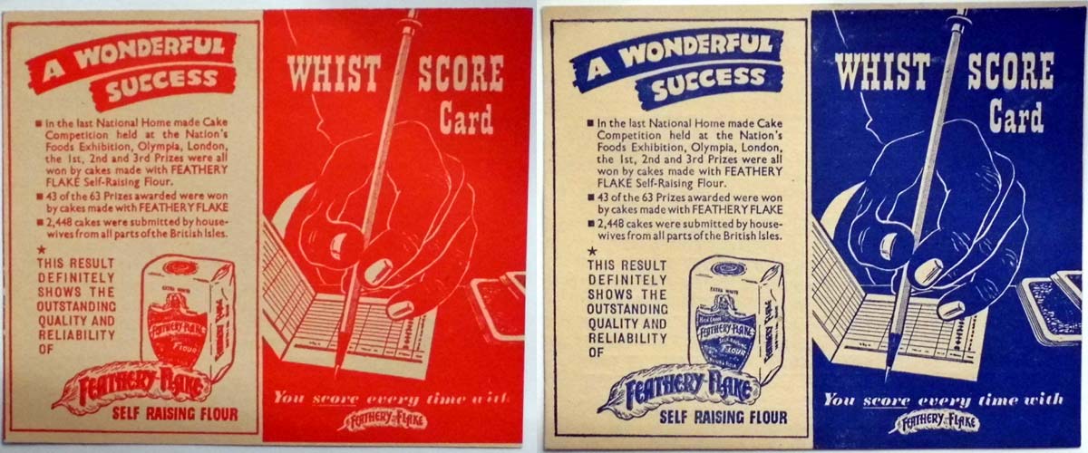 Feathery Flake Flour Whist score cards Feathery Flake Flour Whist score cards