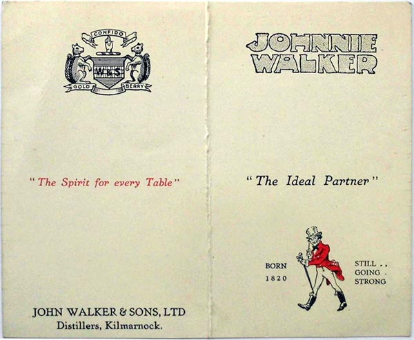 Johnny Walker Whist score card