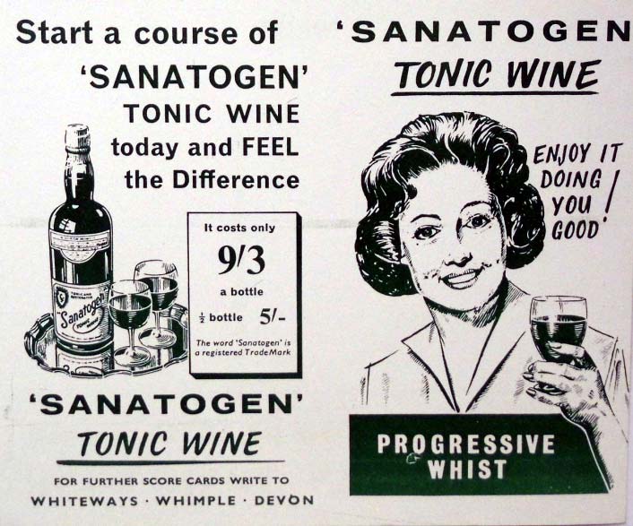 Sanatogen Tonic Wine Whist score cards Sanatogen Tonic Wine Whist score cards
