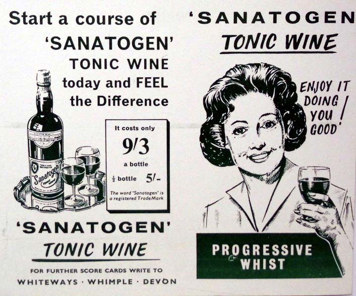 Sanatogen Tonic Wine Whist score cards