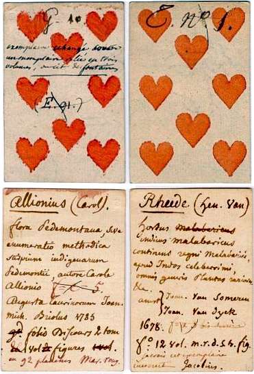 secondary use of playing cards for filing system