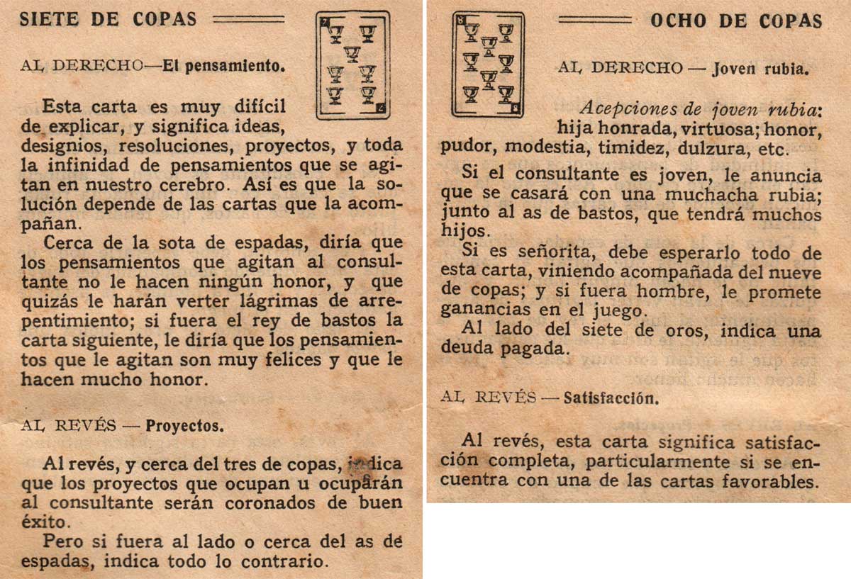 Significado de los Naipes Españoles según Benita la Bruja predijo en el siglo XVI, Chocolates Nelia, c.1932