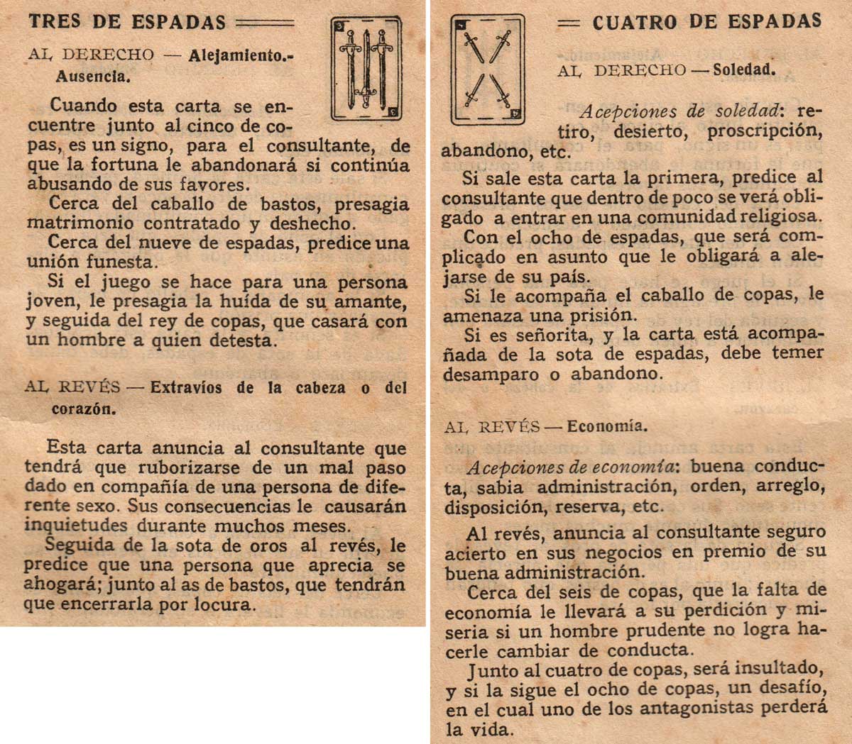 Significado de los Naipes Españoles según Benita la Bruja predijo en el siglo XVI, Chocolates Nelia, c.1932