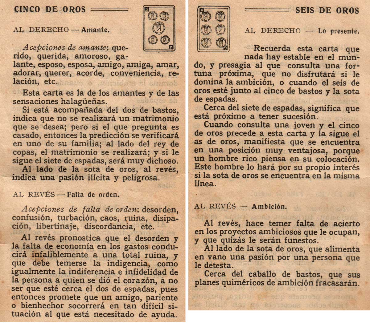 Significado de los Naipes Españoles según Benita la Bruja predijo en el siglo XVI, Chocolates Nelia, c.1932