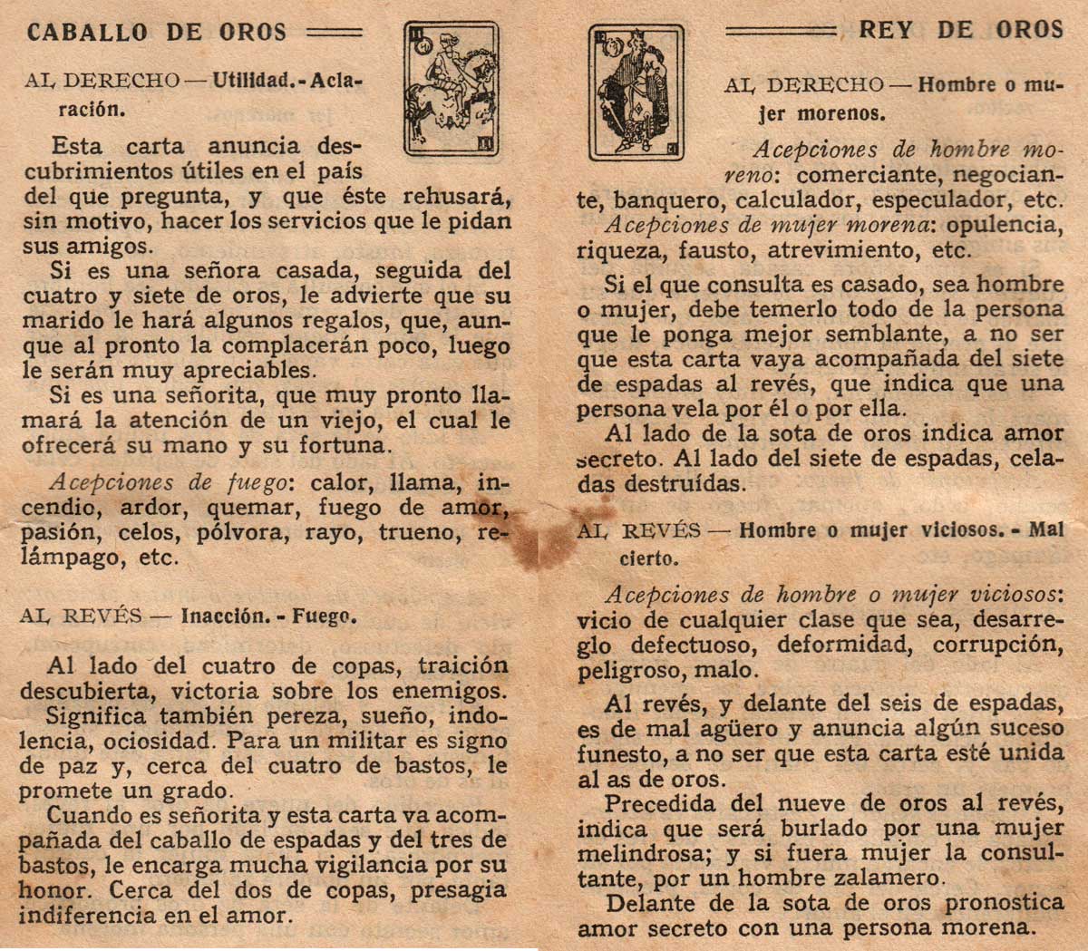 Significado de los Naipes Españoles según Benita la Bruja predijo en el siglo XVI, Chocolates Nelia, c.1932