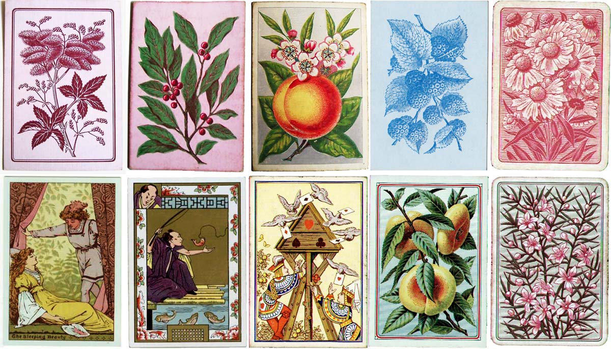Playing Cards 1 Single Card Old Antique Wide Square Corner  FLOWERS Art Design E 