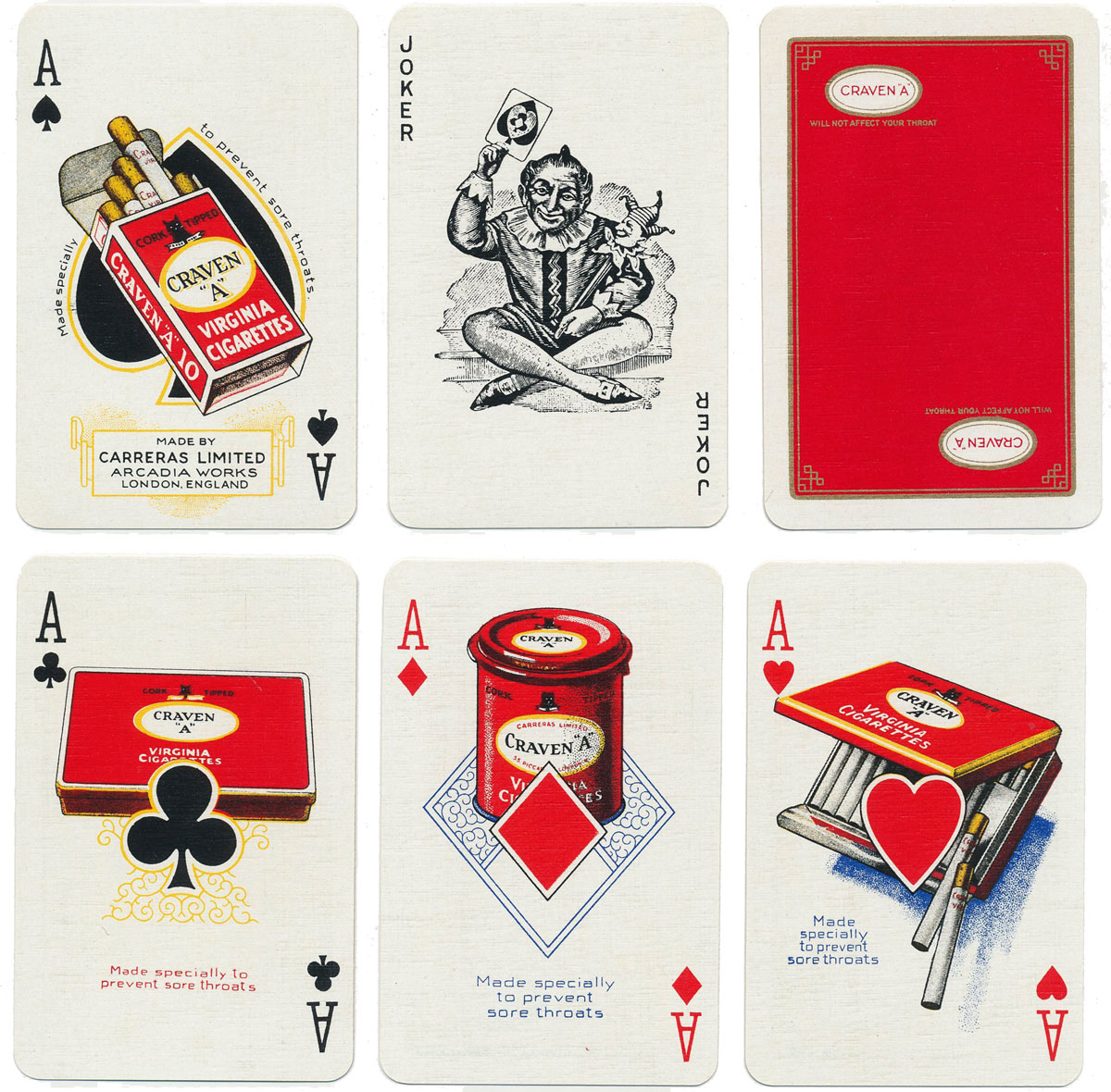 deck advertising Craven A Cigarettes by De La Rue, mid-to-late 1940s