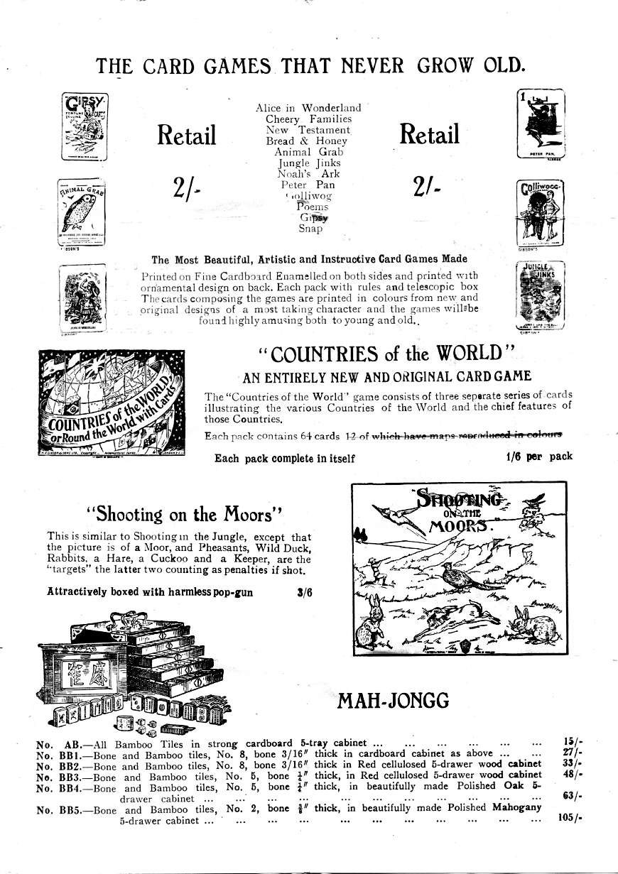 Thos De La Rue & Co. Games Leaflet, c.1910