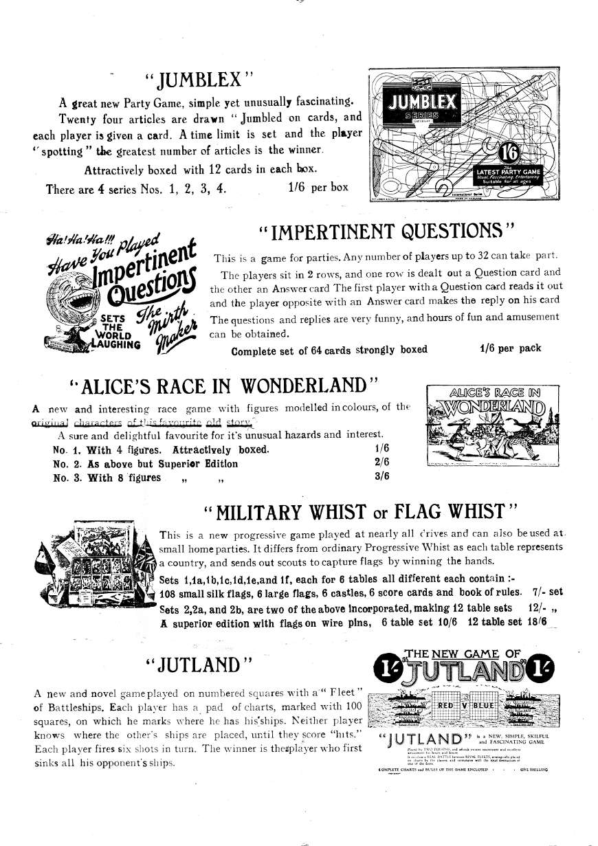 Thos De La Rue & Co. Games Leaflet, c.1910