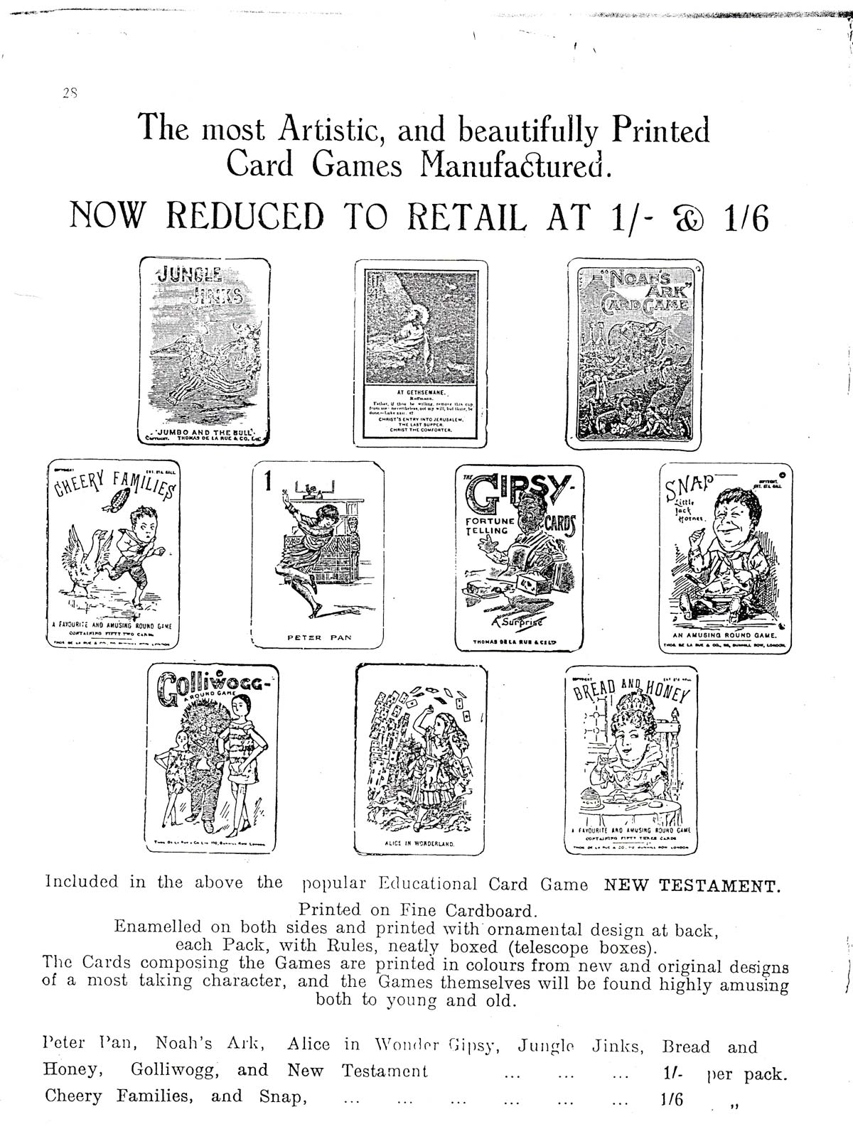 Gibsons Games Leaflet, c.1939