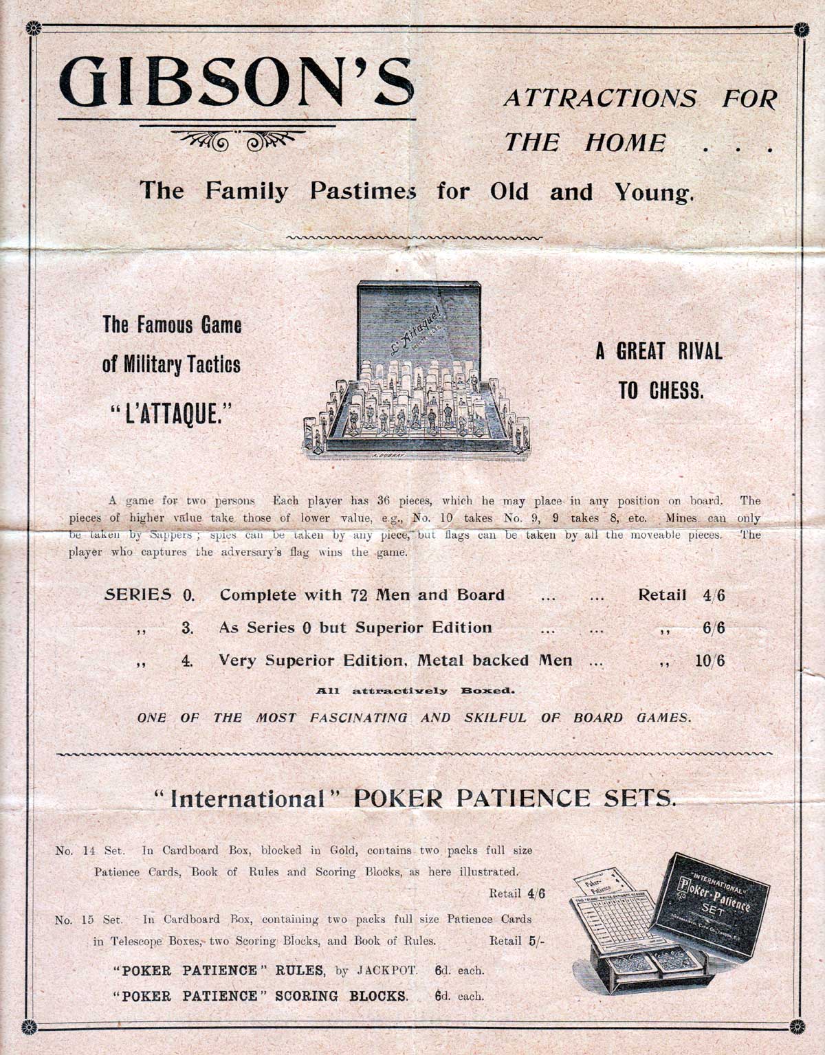 Thos De La Rue & Co. Games Leaflet, c.1910 Thos De La Rue & Co. Games Leaflet, c.1910