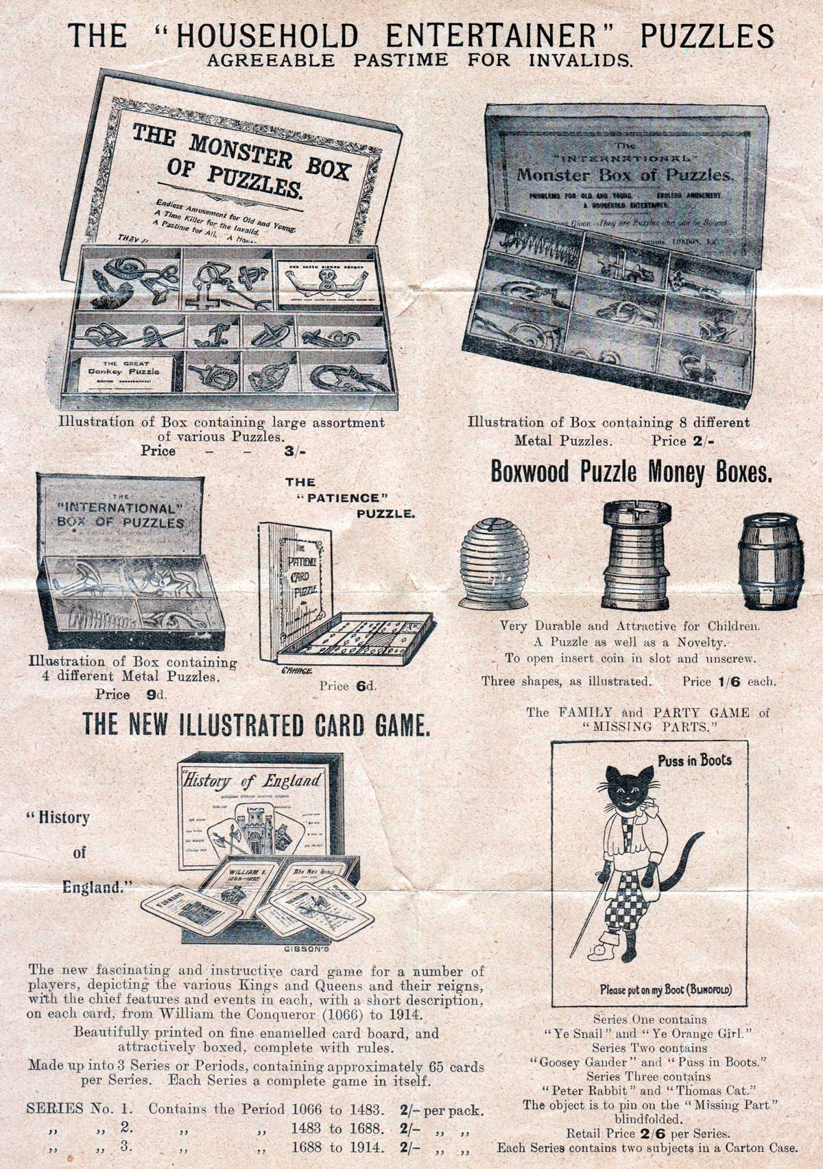 Thos De La Rue & Co. Games Leaflet, c.1910