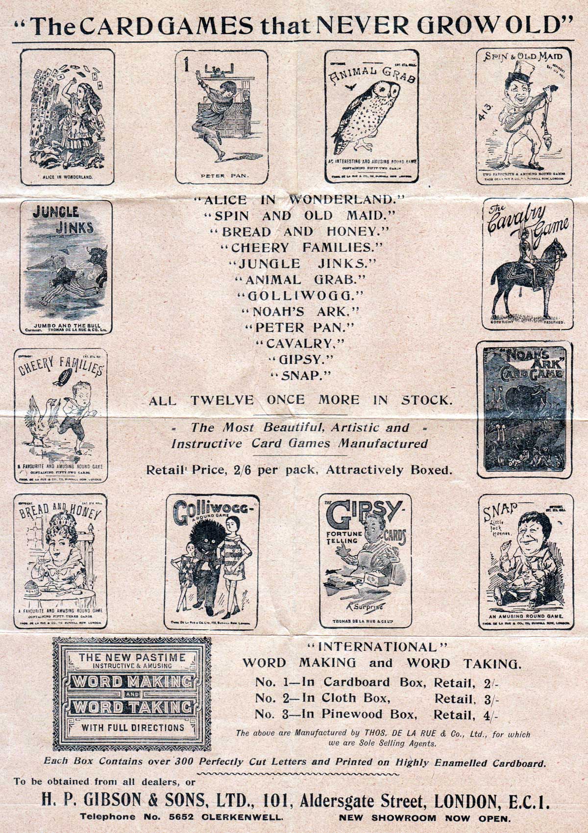 Thos De La Rue & Co. Games Leaflet, c.1910