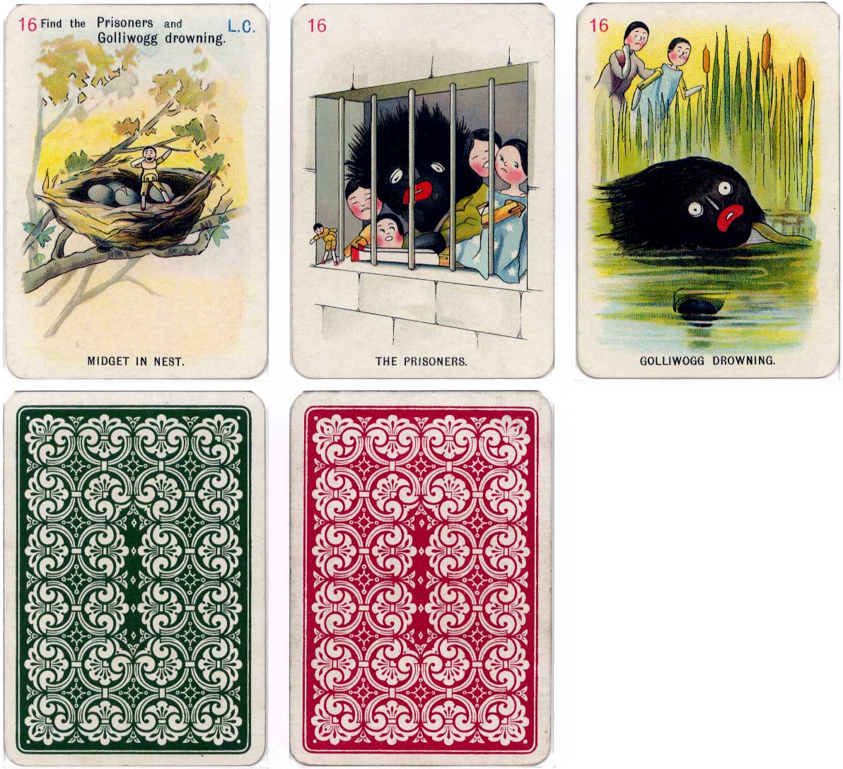 cards from the “Golliwogg” card game illustrated by Florence Kate Upton (1873-1922) and published by Thos de la Rue & Co, c.1902