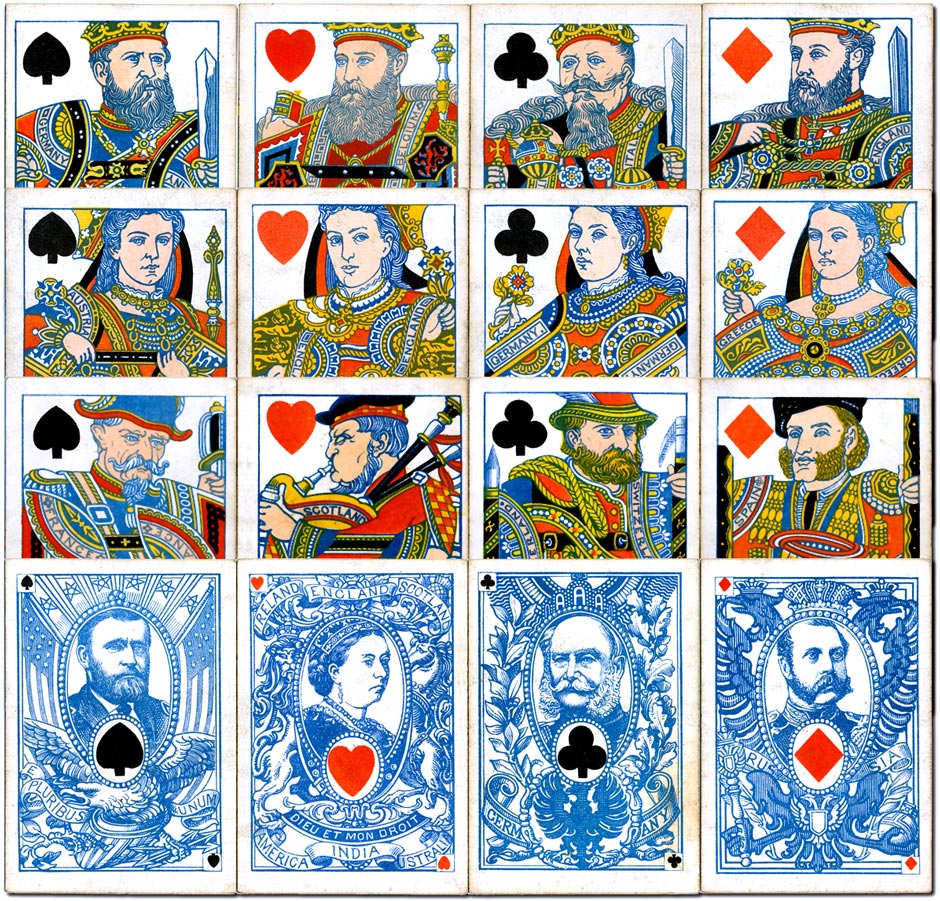 “International Playing Cards” for the marriage of Alfred, Duke of Edinburgh and Princess Alexandra of Russia on 23 January 1874, printed by De la Rue & Co.