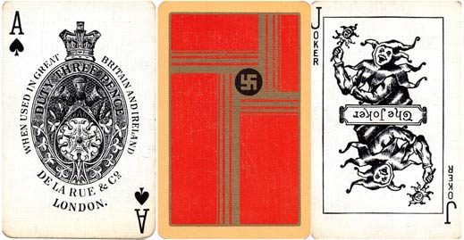 Swastika design playing cards by De La Rue, c.1925