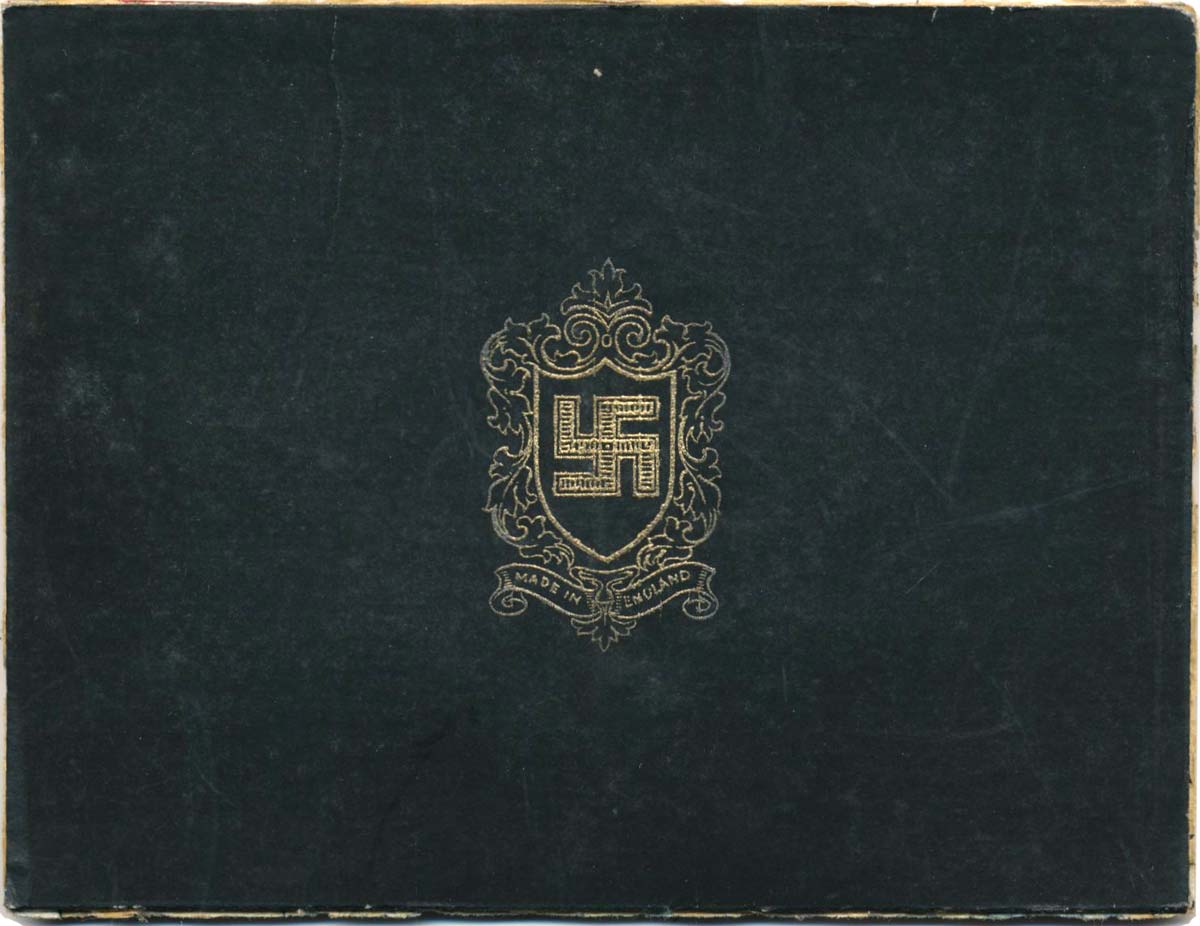 inside of the lid of a box produced by Thomas De La Rue with a swastika design, c.1934 inside of the lid of a box produced by Thomas De La Rue with a swastika design, c.1934