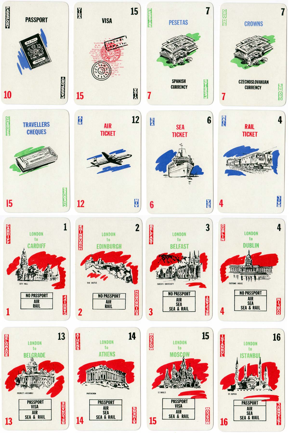 Travel Agent card game designed by Martin A. Foley and manufactured by Thomas de la Rue & Co Ltd, c.1960