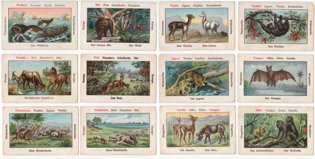 Zoological card game, anonymous late 19th century