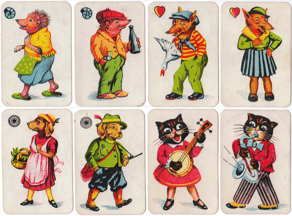 Schwarzer Peter (Old Maid) animal pairs card game produced in Germany, c.1920s