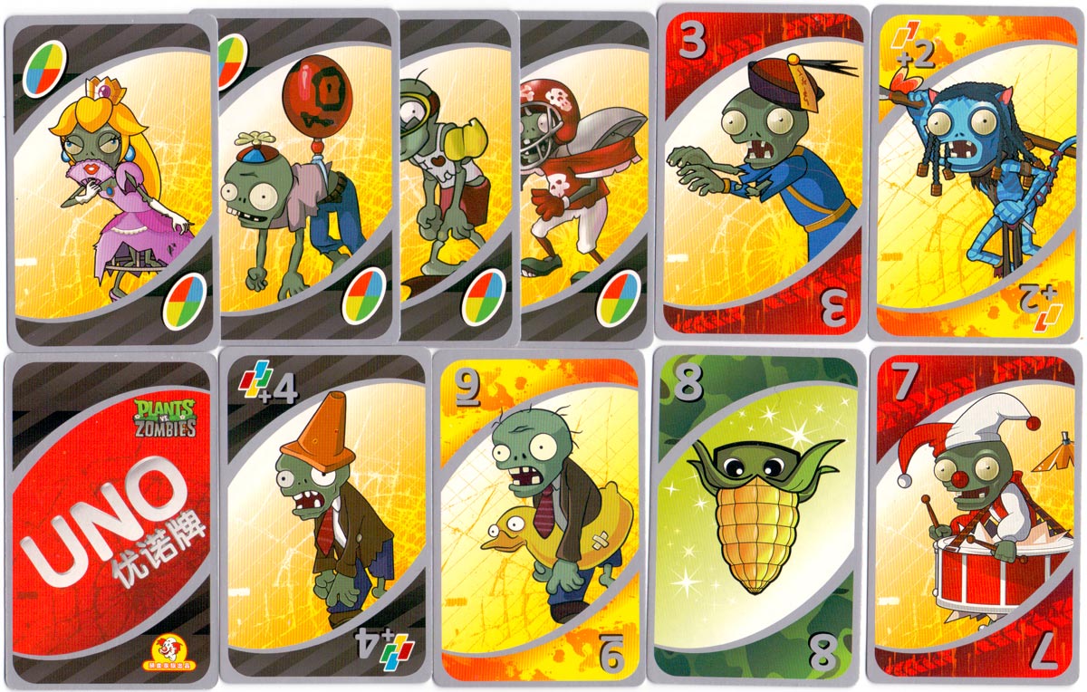 Plants vs. Zombies UNO card set Chinese edition, licensed by Mattel East Asia Limited, 2011 Plants vs. Zombies UNO card set Chinese edition, licensed by Mattel East Asia Limited, 2011