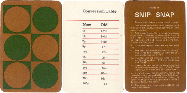 Snip Snap, the Decimal Currency Game, 1968