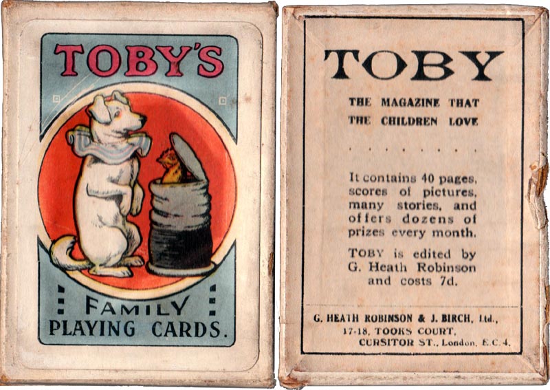 Box from “Toby’s Family Playing Cards” published by G. Heath Robinson & J. Birch Ltd, London, 1920s