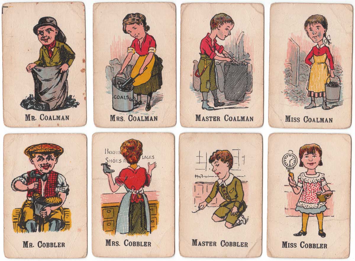 Happy Families card game depicting trades people from 1920s
