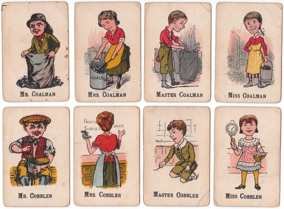 Happy Families card game depicting trades people from 1920s Happy Families card game depicting trades people from 1920s