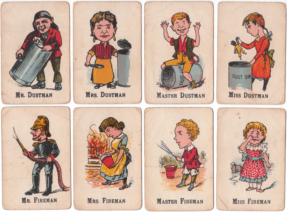 Happy Families card game depicting trades people from 1920s Happy Families card game depicting trades people from 1920s
