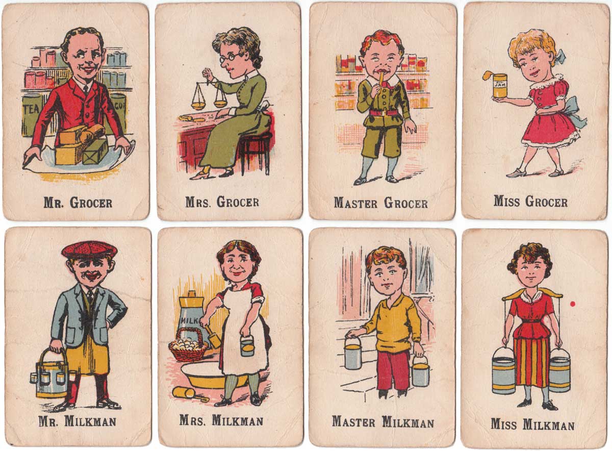 Happy Families card game depicting trades people from 1920s Happy Families card game depicting trades people from 1920s
