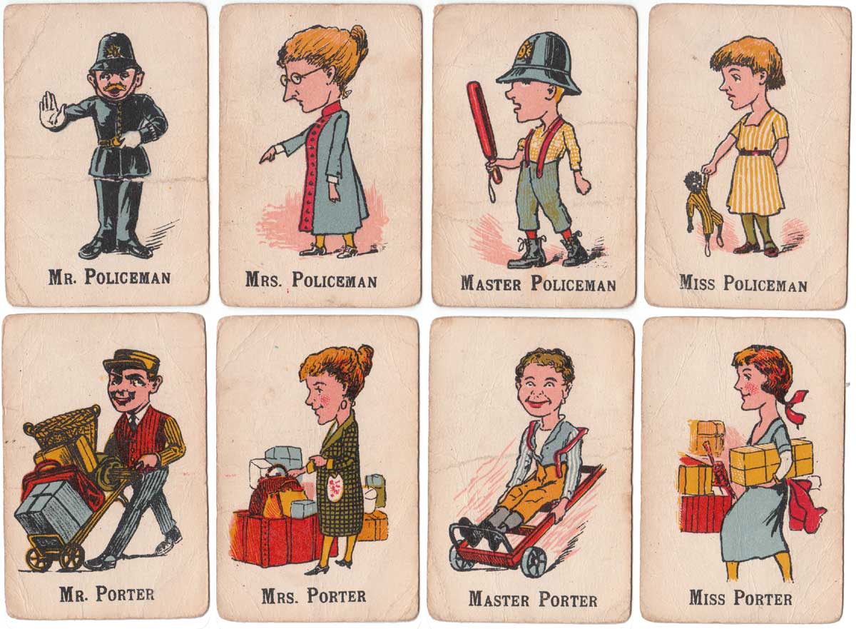 Happy Families card game depicting trades people from 1920s