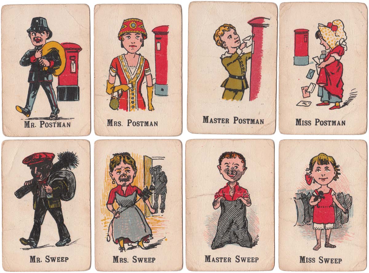 Happy Families card game depicting trades people from 1920s Happy Families card game depicting trades people from 1920s