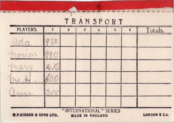 Transport card game published by H.P. Gibson & Sons Ltd in mid-1930s