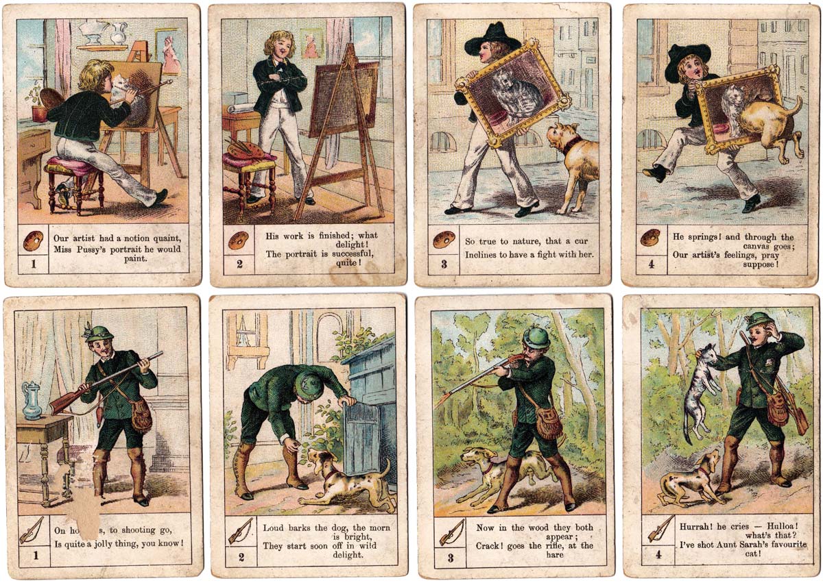 Ups and Downs card game published in UK by A. N. Myers, c.1885