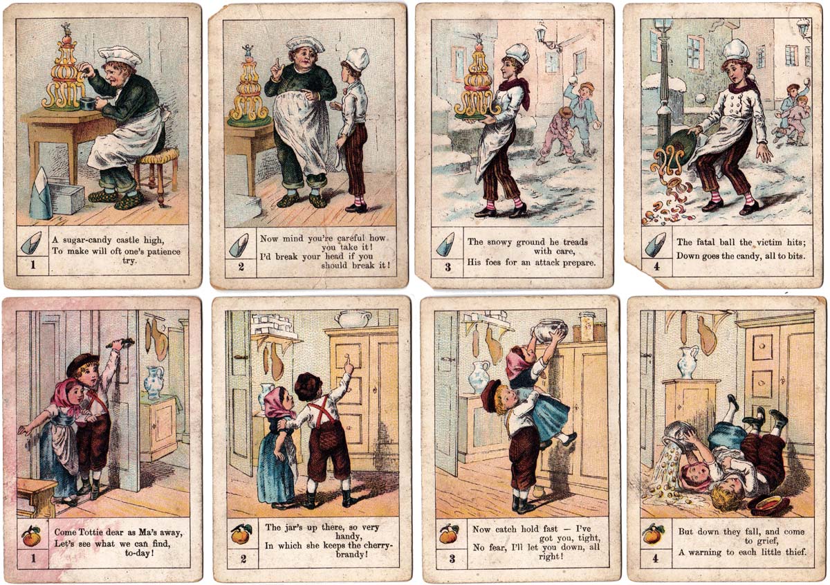 Ups and Downs card game published in UK by A. N. Myers, c.1885