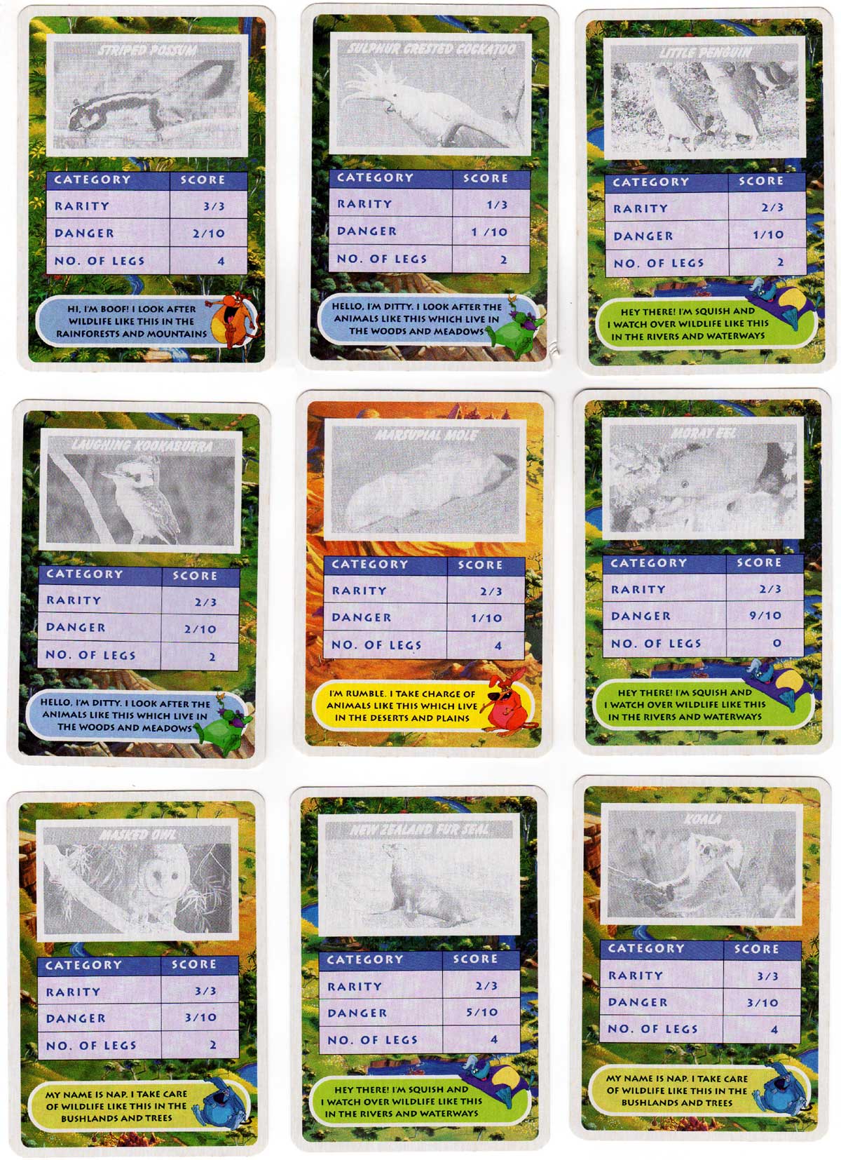 Yowie Game Cards, a promotional item supplied by Cadbury Ltd and published by Kidcorp, c.1999