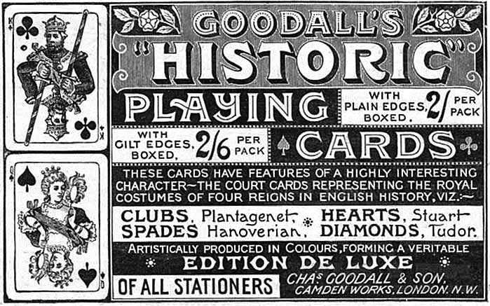 Advertisement for Goodall’s “Historic” Playing Cards, 1893