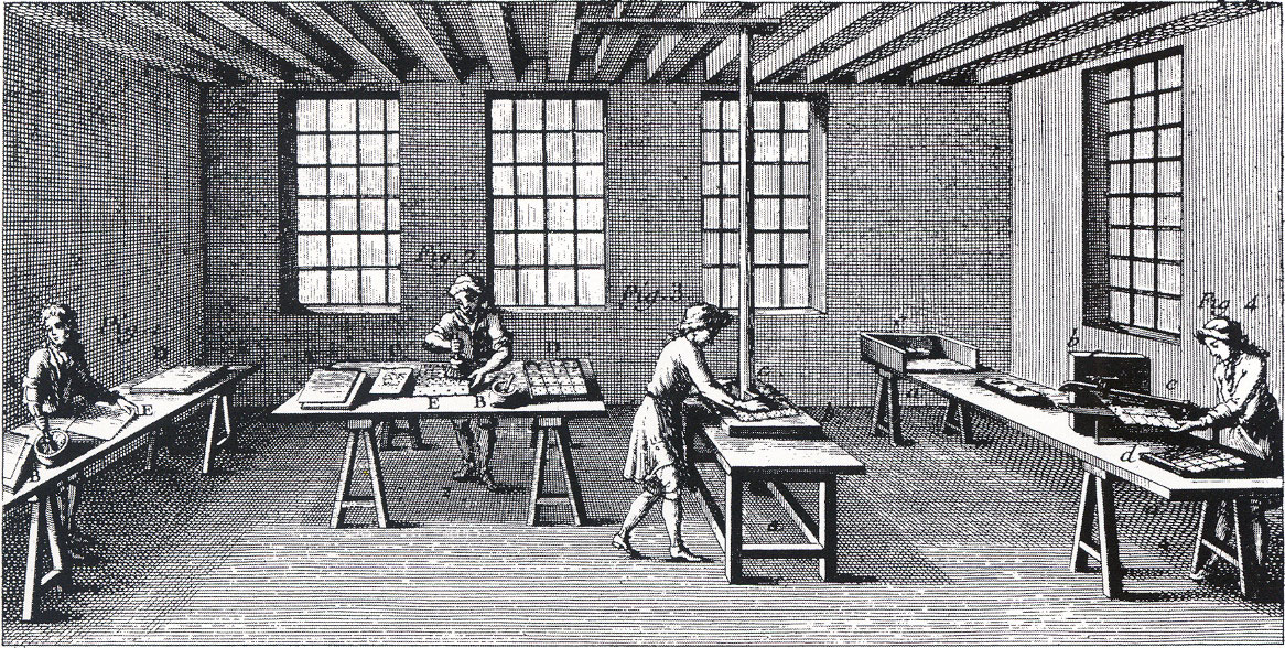 Playing card workshop in 1760