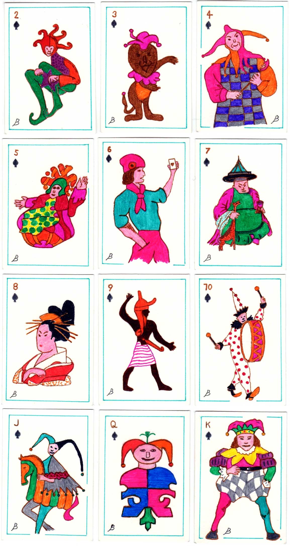 Pack of 52 hand-drawn Jokers Pack of 52 hand-drawn Jokers